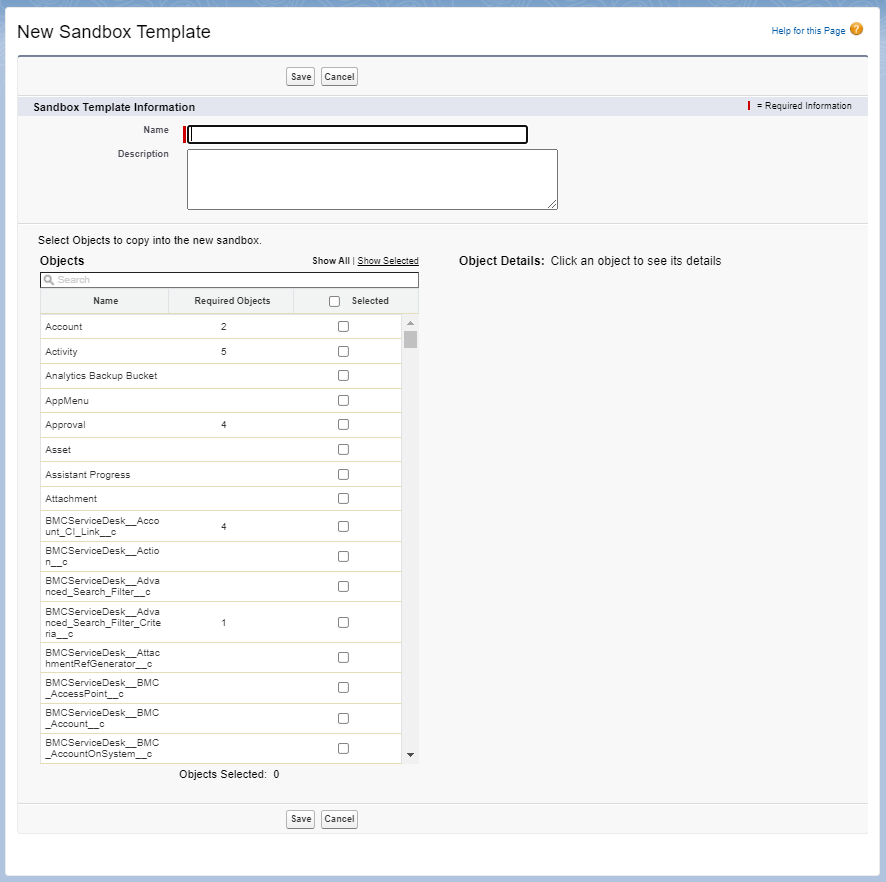 New Sandbox Template